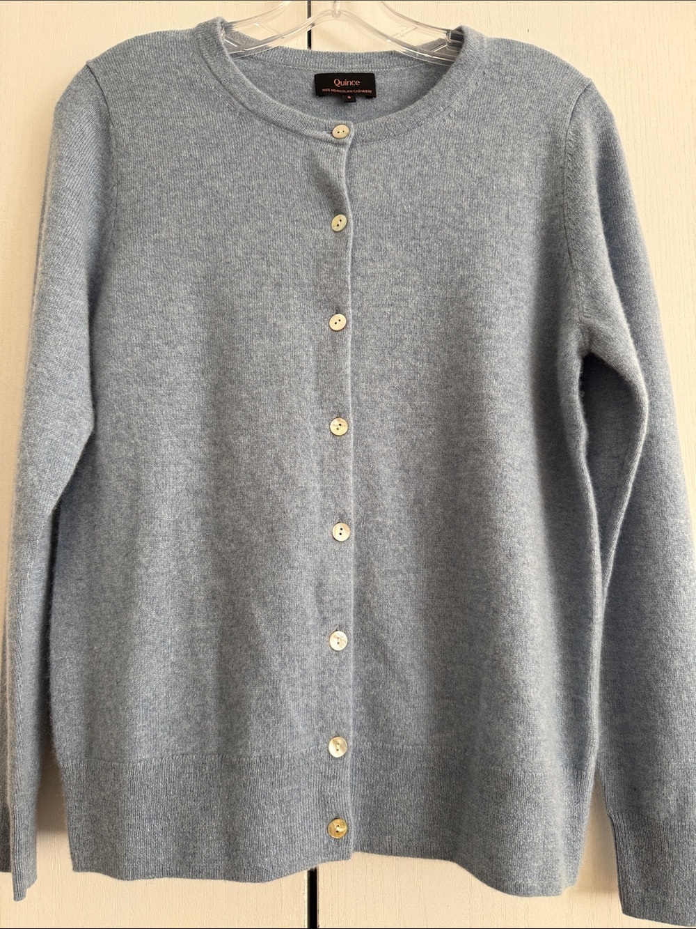 Quince Mongolian Cashmere Cardigan Sweater Faded Denim Blue S Office Luxury Soft - Picture 5 of 14